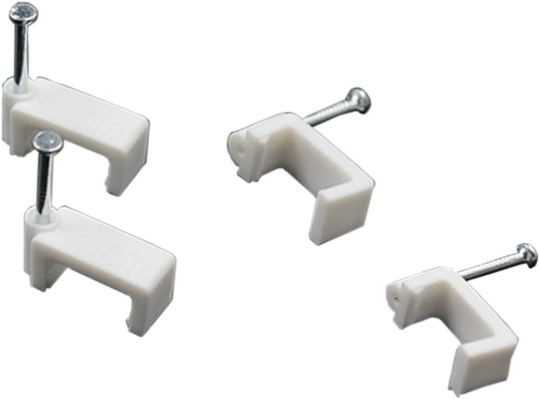 200 PCS 8mm Flat Ethernet Cable Wire Clips Single Coaxial Cable Clamps with Nail