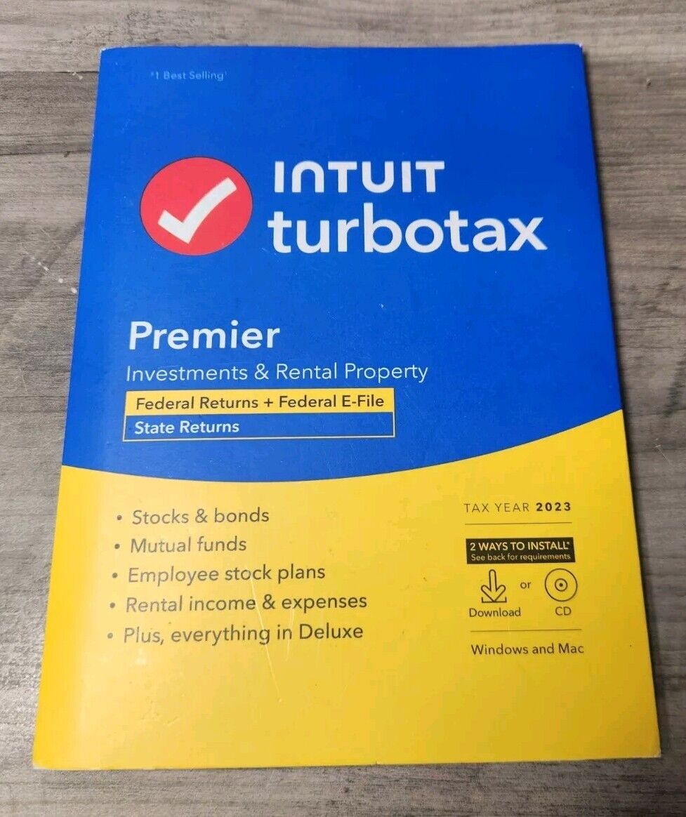 2023 Intuit Turbo Tax Premier Tax Software Windows Mac Federal & State 