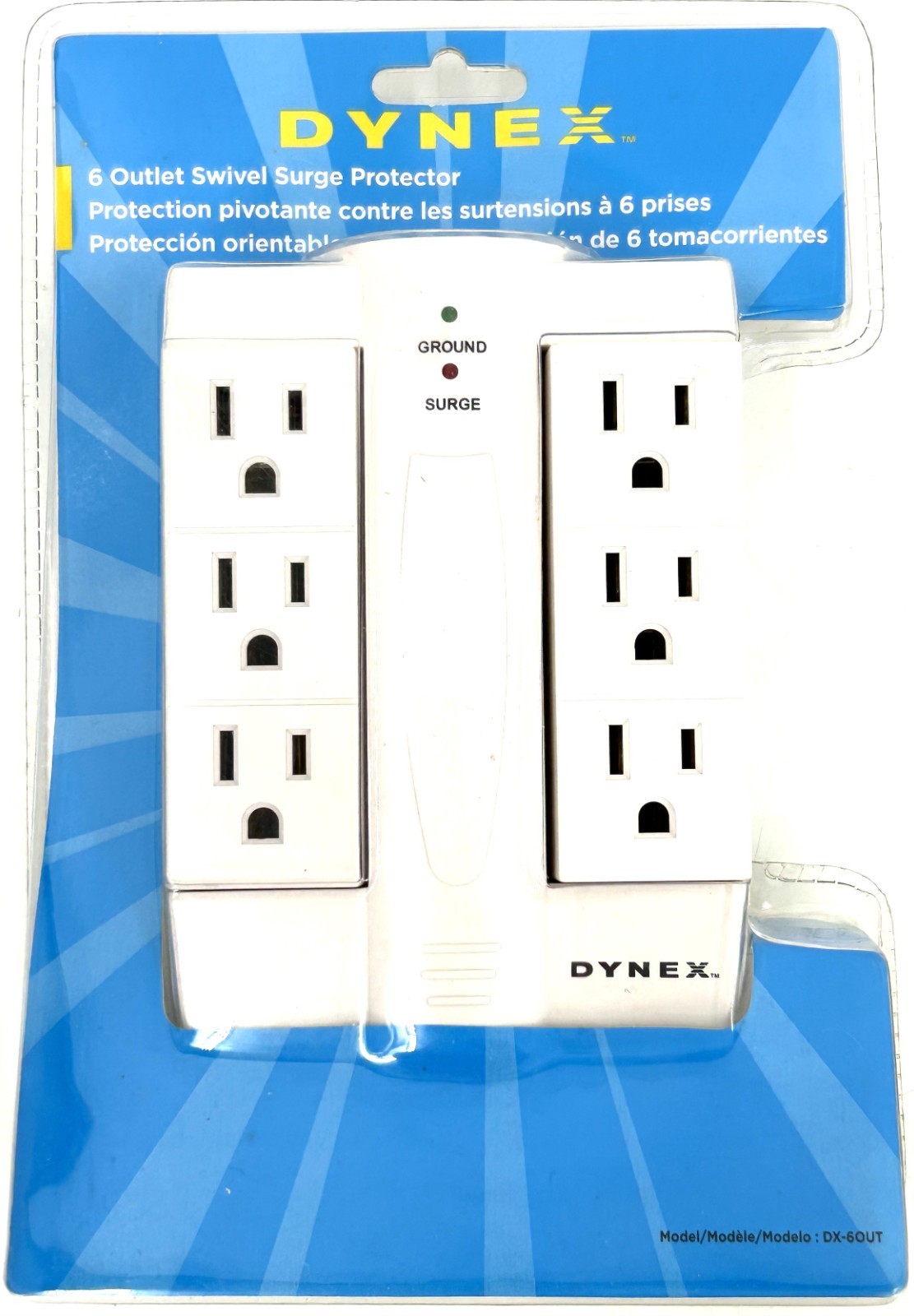 Dynex 6-Outlet Wall-Mount Surge Protector DX-6OUT - NEW