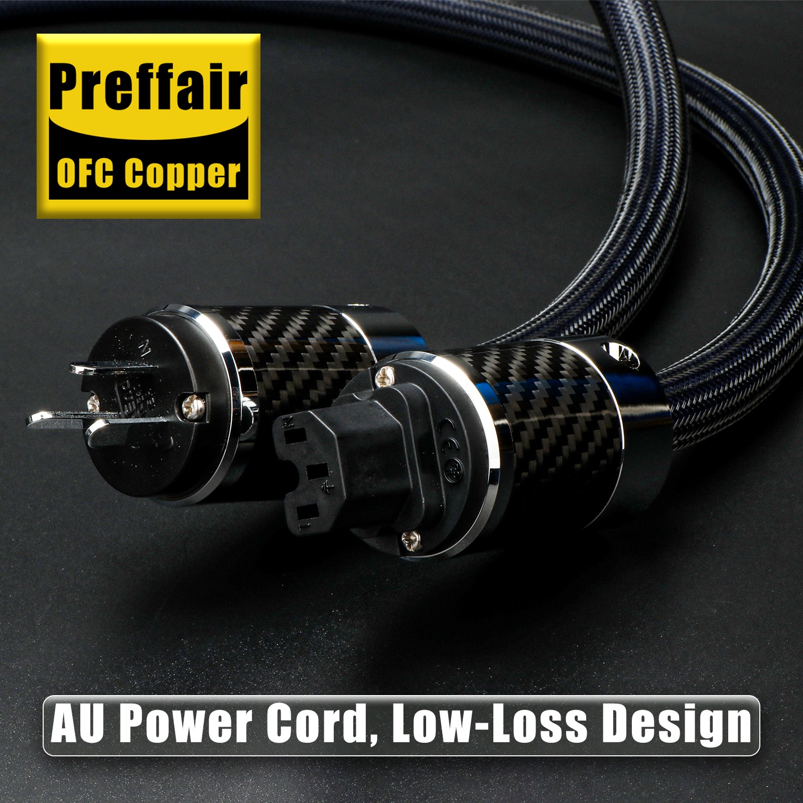 Audio Power Cable OFC Copper AC Power Cord with EU US AU Rhodium Plated Plug