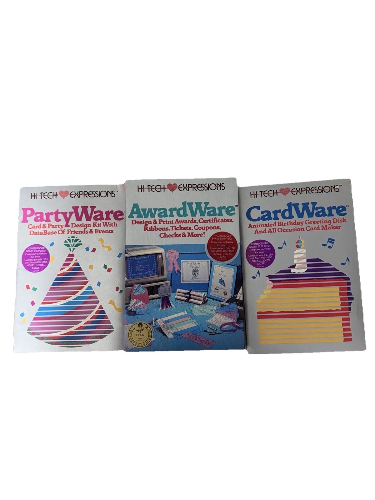 Vintage Hi Tech Expressions Atari Commodore Lot PartyWare AwardWare CardWare