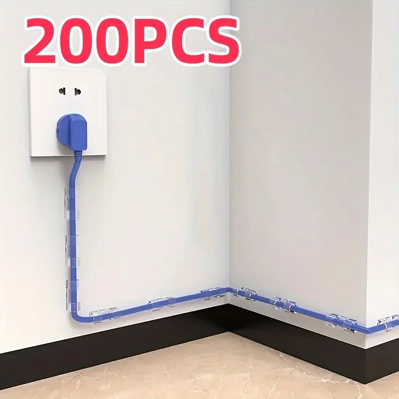 200pcs Clear Plastic Cable Clips Transparent Adhesive Wire Organizer Holders