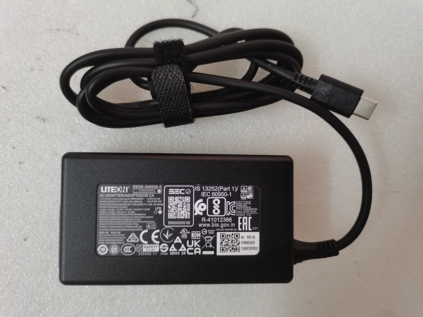 For Acer Swift 16 AI SF16-51T-76TG OEM LITEON 20V 3.25A 65W PA-1650-58 Adapter