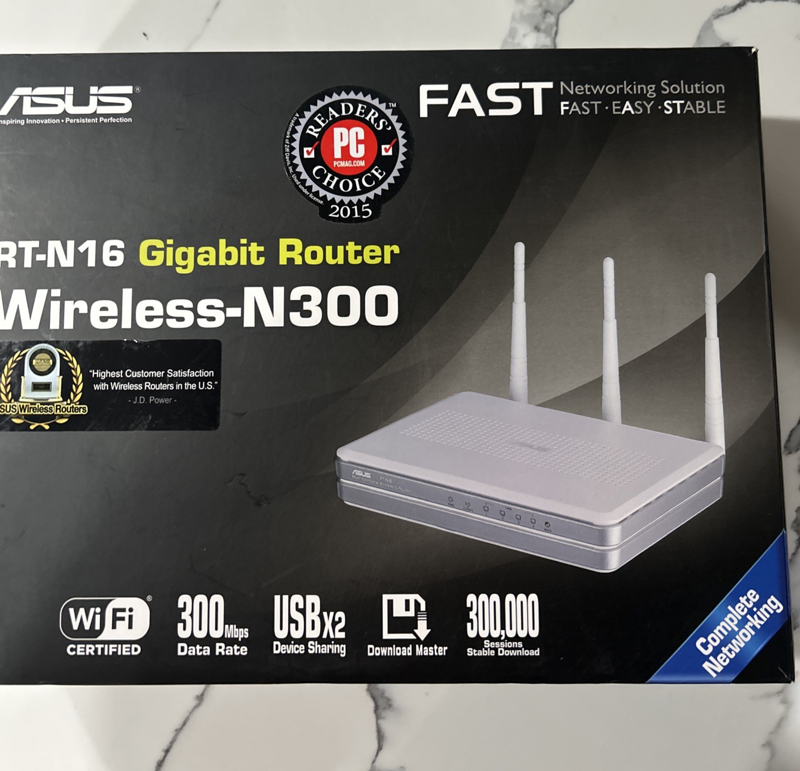 Asus RT-N16 Multi-Functional Gigabit Wireless Router N300 WiFi Hi Speed USB NEW