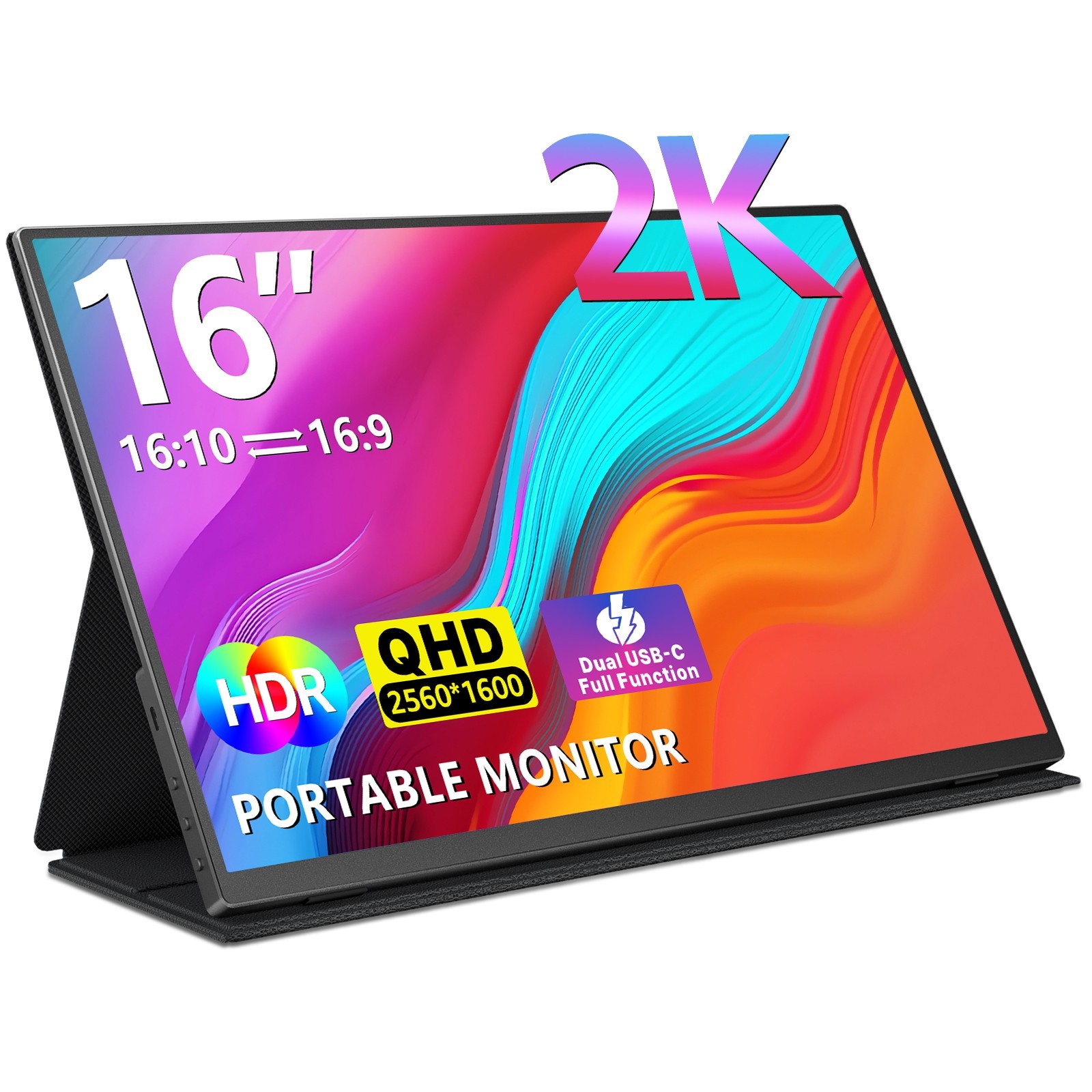 USED | 16" 2K Dopesplay Portable Monitor HDR QHD USB HDMI 100%sRGB for PC Phone
