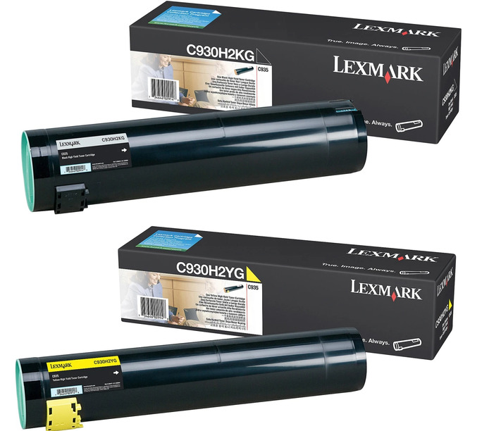 Genuine Factory Sealed Lexmark C930H2KG Black and C925H2YG Yellow Toners