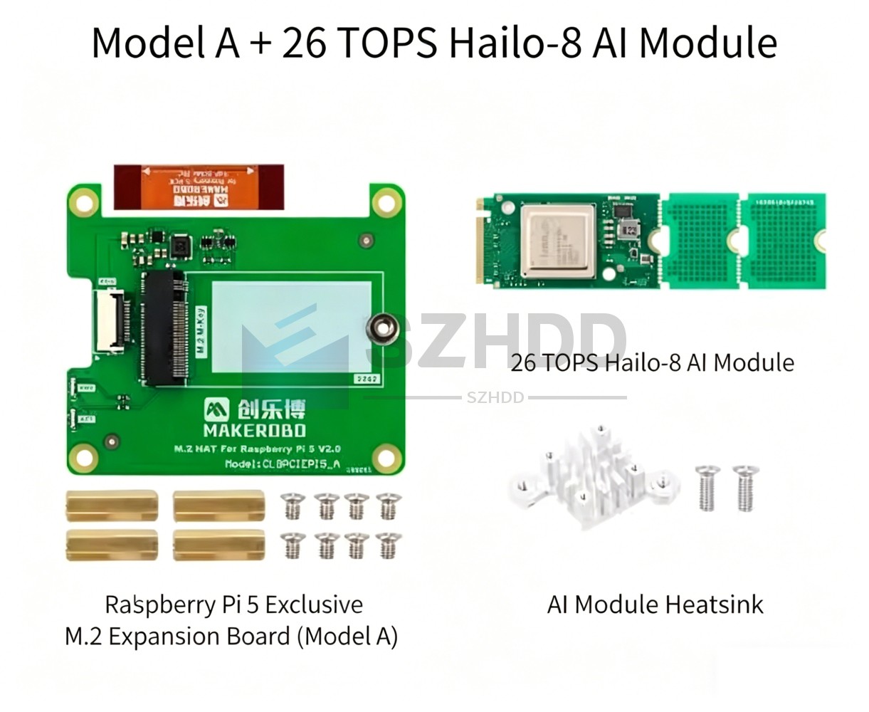 NEW Hailo 8 AI Acceleration Module Based On 26TOPS + M2 HAT For Raspberry Pi 5
