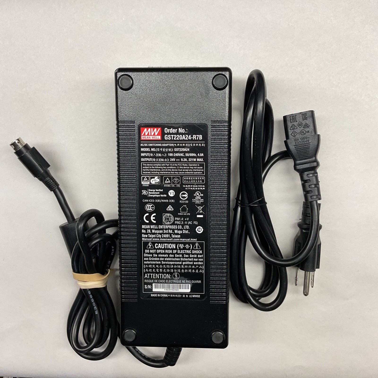 GENUINE MEAN WELL GST220A24-R7B AC/DC SWITCHING ADAPTOR 24V 9.2A 221W 4 PIN