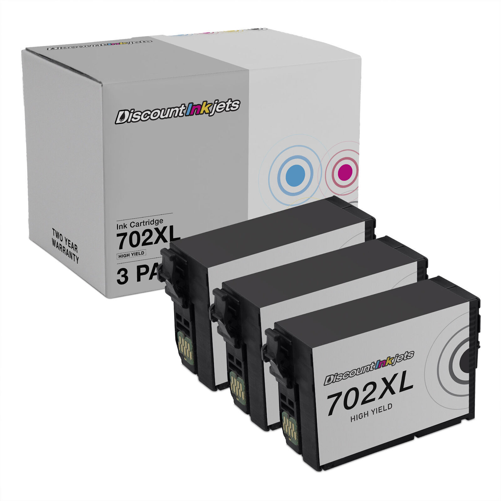 3PK 702XL Black Ink Cartridges for Epson 702 Workforce WF-3720 WF-3730 WF-3733