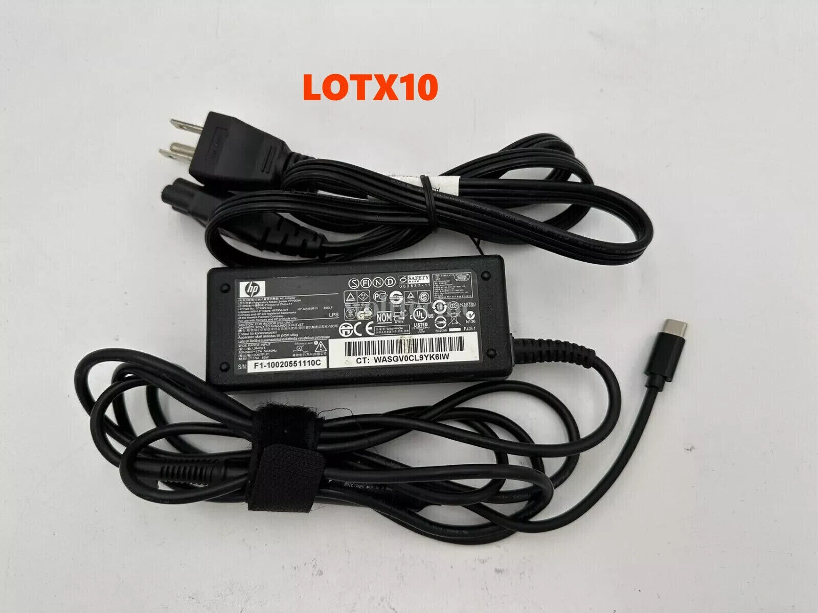 LOT 10 OEM 65W Type-C USB-C Laptop Charger for HP Chromebook Lenovo Dell Samsung