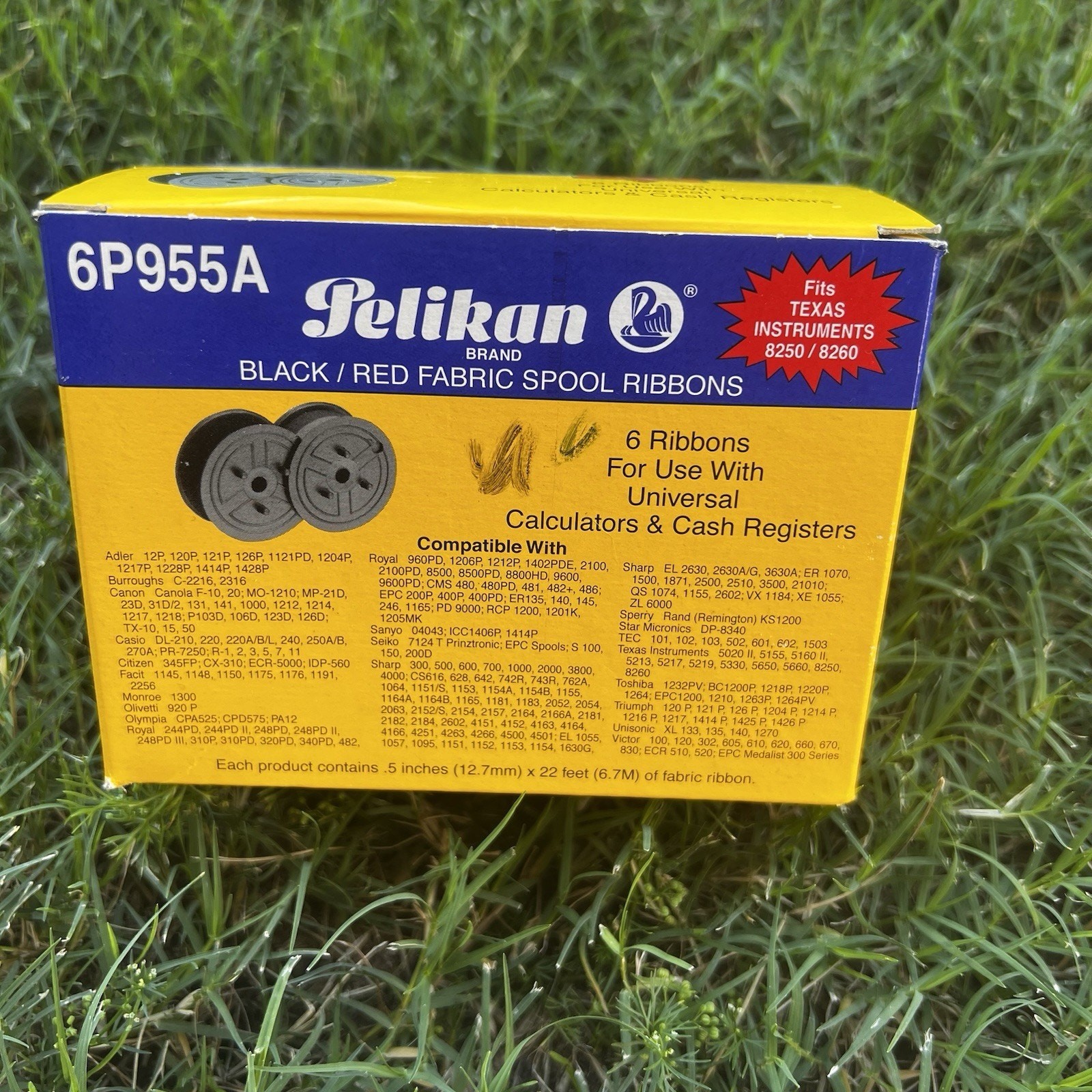 Pelikan 6P955A Black/Red Fabric Spool Ribbon TX Instrument Calculator 8250/8260