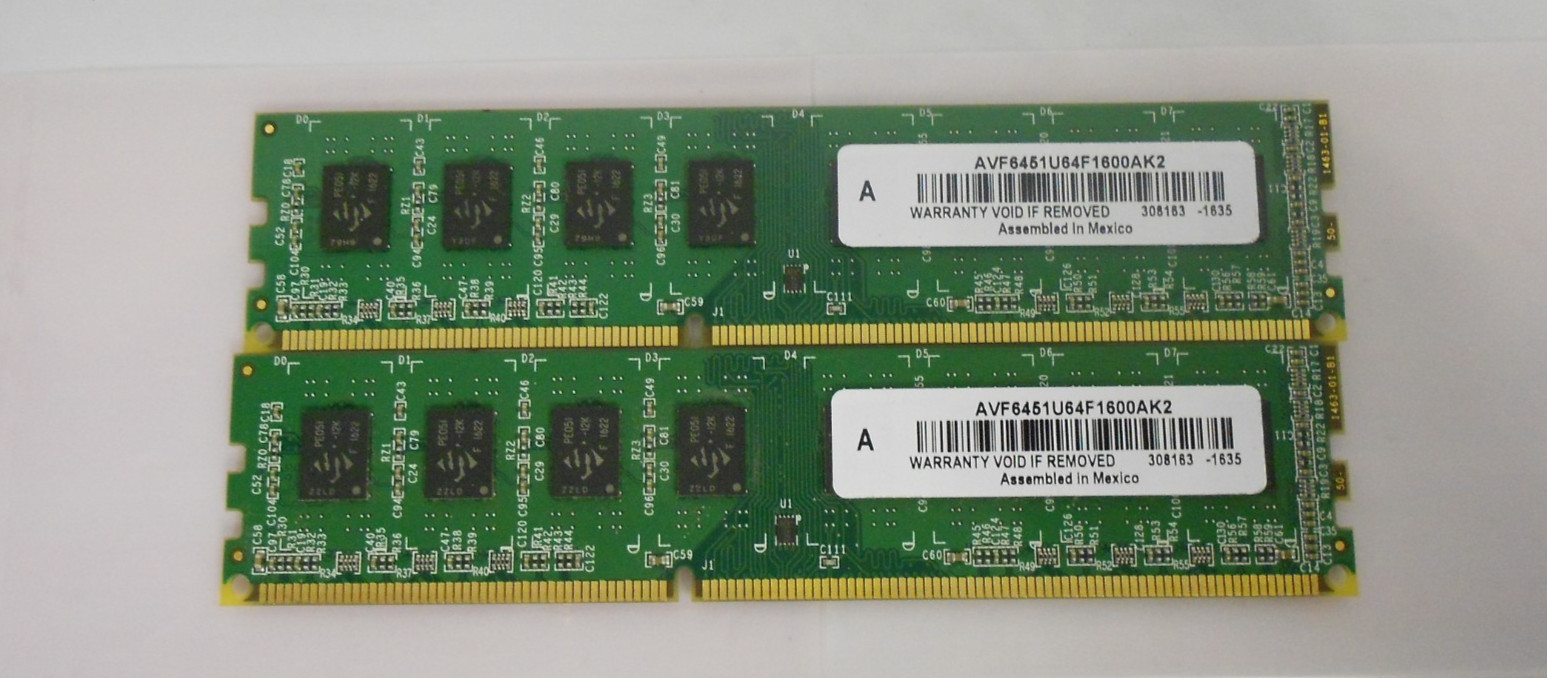 Avant 4GB DDR3-1600 PC3-12800U UDIMM Memory AVF6451U64F1600AK2 LOT OF 2