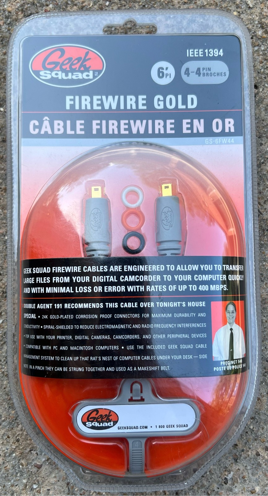 Geek Squad Firewire Cable 6 Pin to 4 Pin IEEE 1394 Gold Plated