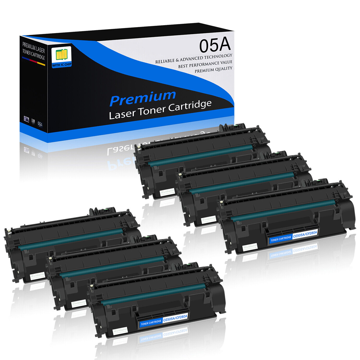 6PK CE505A 05A Toner Cartridge Compatible with HP LaserJet P2055d P2055n P2035