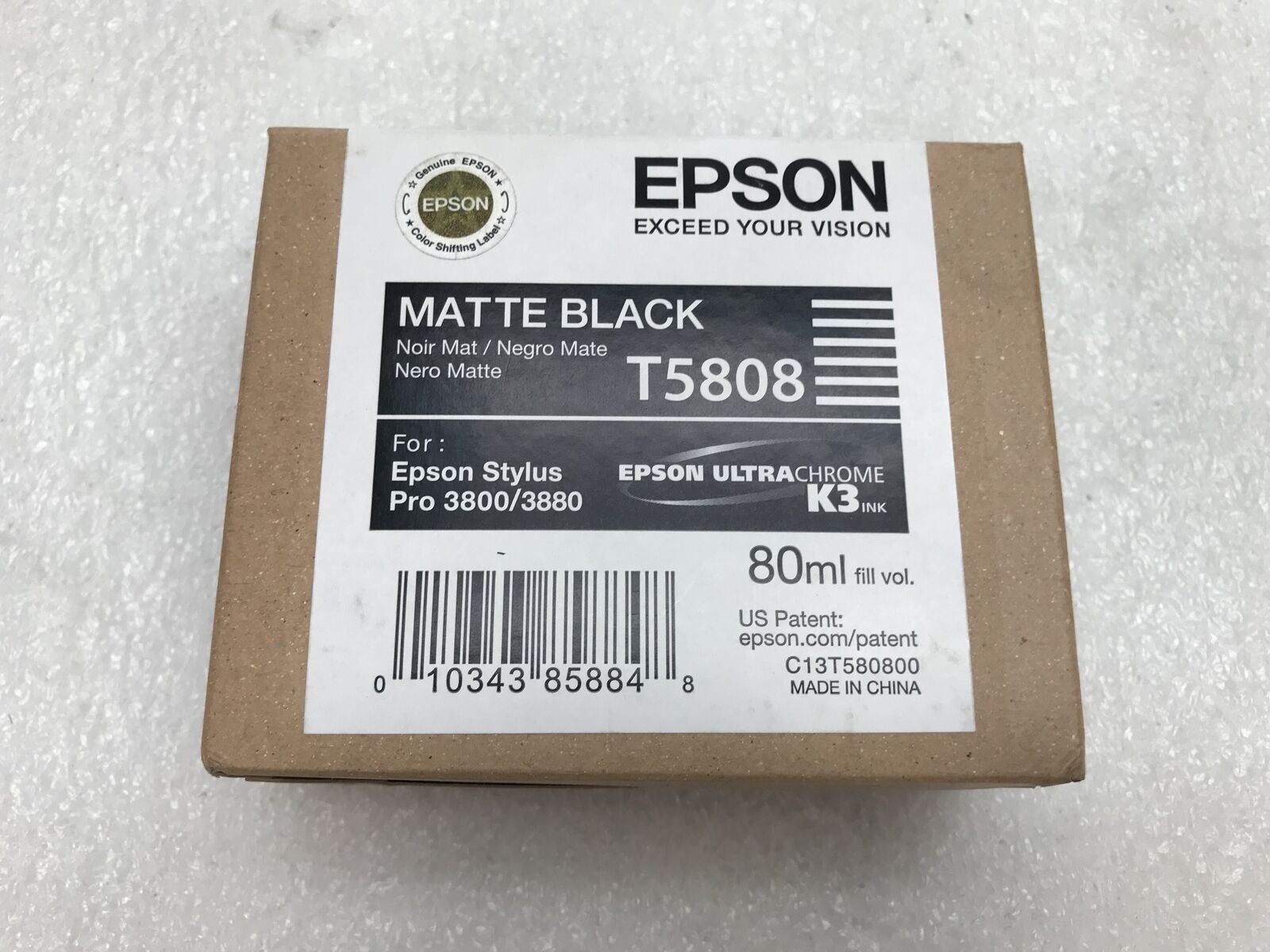 Genuine OEM Epson Pro 3800 3880 Matte Black Ink T5808 T580800 Exp 04-2014/2017