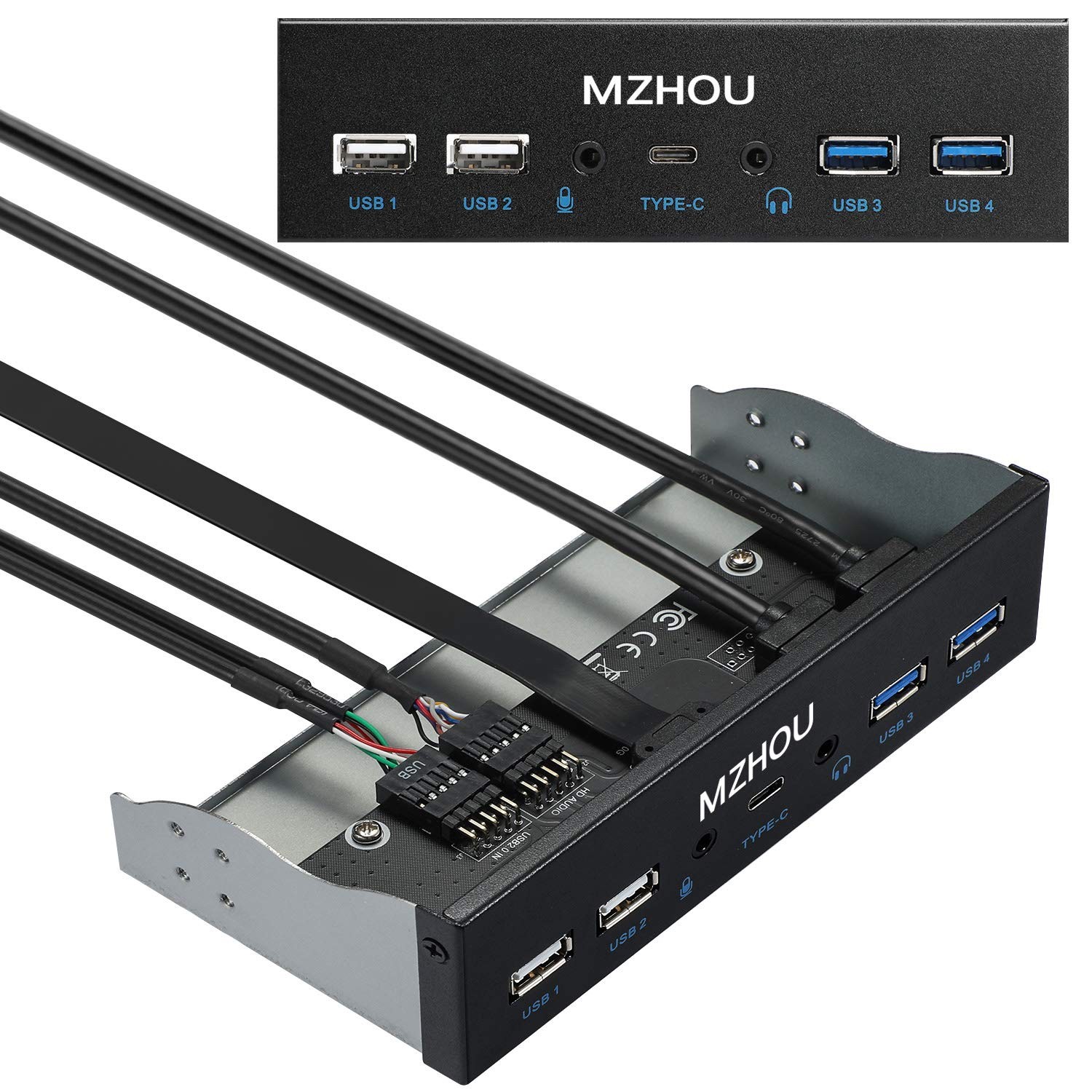 MZHOU USB2.0 + 3.0 Metal Front, 5.25 inch 19Pin Front Panel usb 2.0+3.0