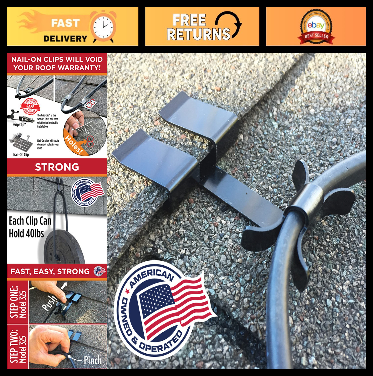 Heat Tape Roof Clips - Nail-Free Outdoor Cable Clips for Easy Installation (25 P