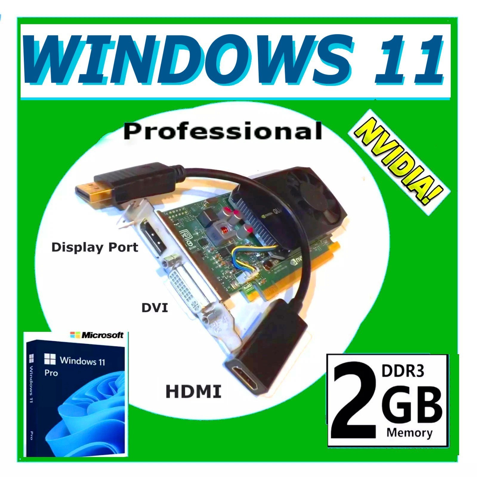 2GB✔️Windows 11 GAME Video Card ✔️ HDMI DVI Display Port✔️ NVIDIA PCI-E 2.0 x16