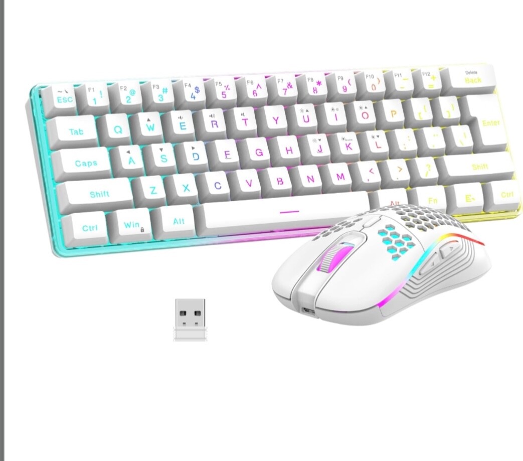 RedThunder 60% Wireless Gaming Keyboard and Mouse Combo, 2500mAh Rechargeable...