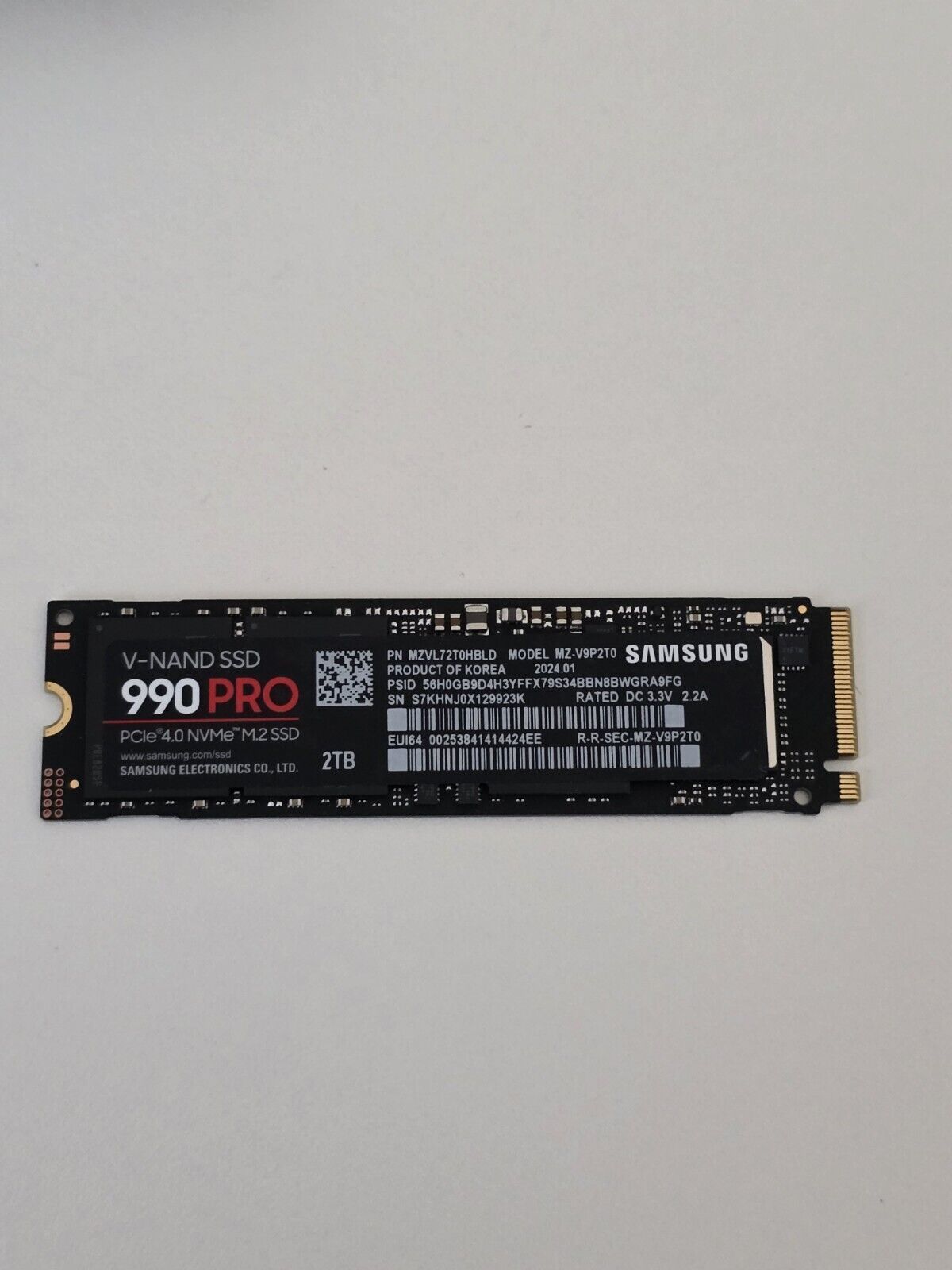 Samsung 990 PRO 2TB NVMe PCIe 4.0 M.2 2280 (MZ-V9P2T0B/AM) Internal SSD