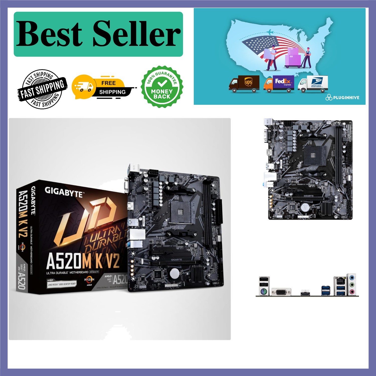 High-Performance A520M K V2 Motherboard with M.2 and USB 3.2 Connectivity