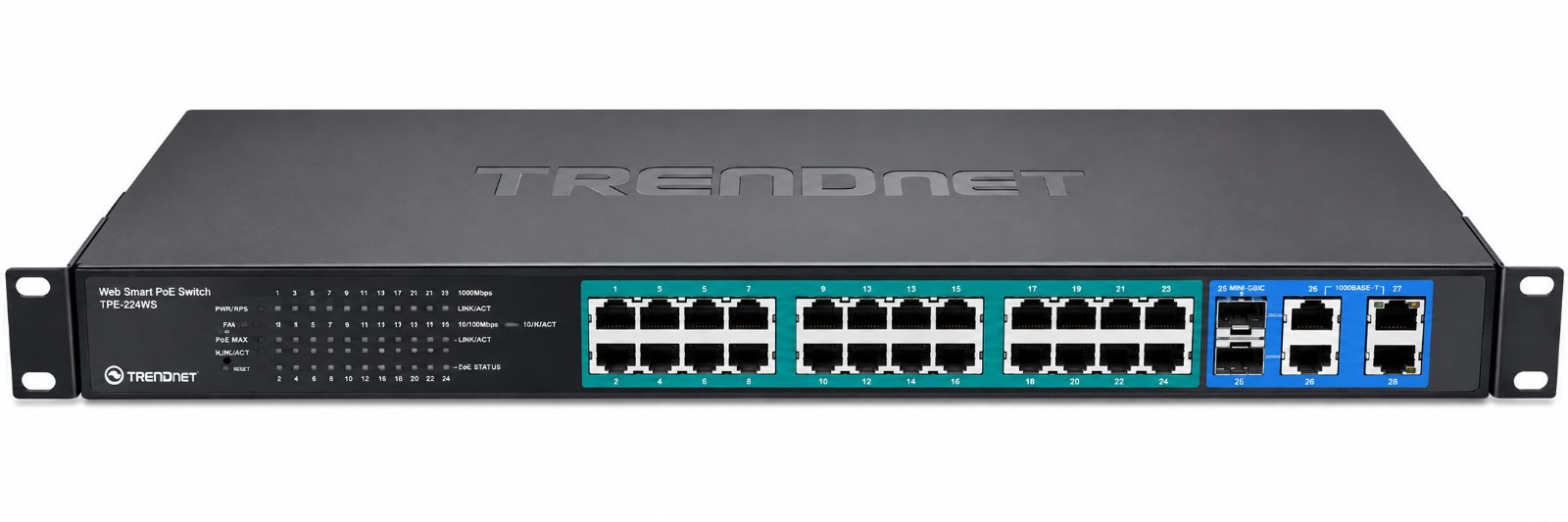 TRENDnet TPE-224WS 24-Port Web Smart PoE Ethernet Network Switch Tested Working