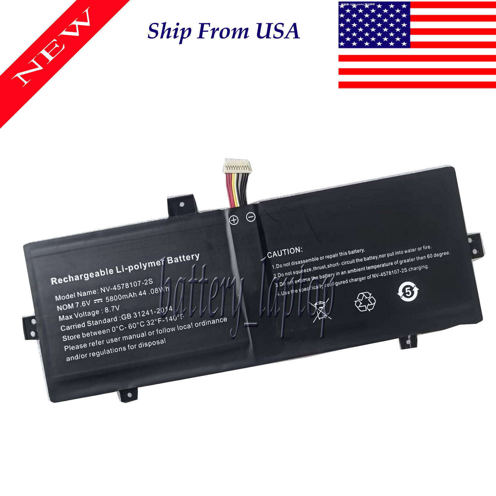 7.6V 5800mAh 44.08Wh NV-3379107-S2 battery for Geo Geobook 120