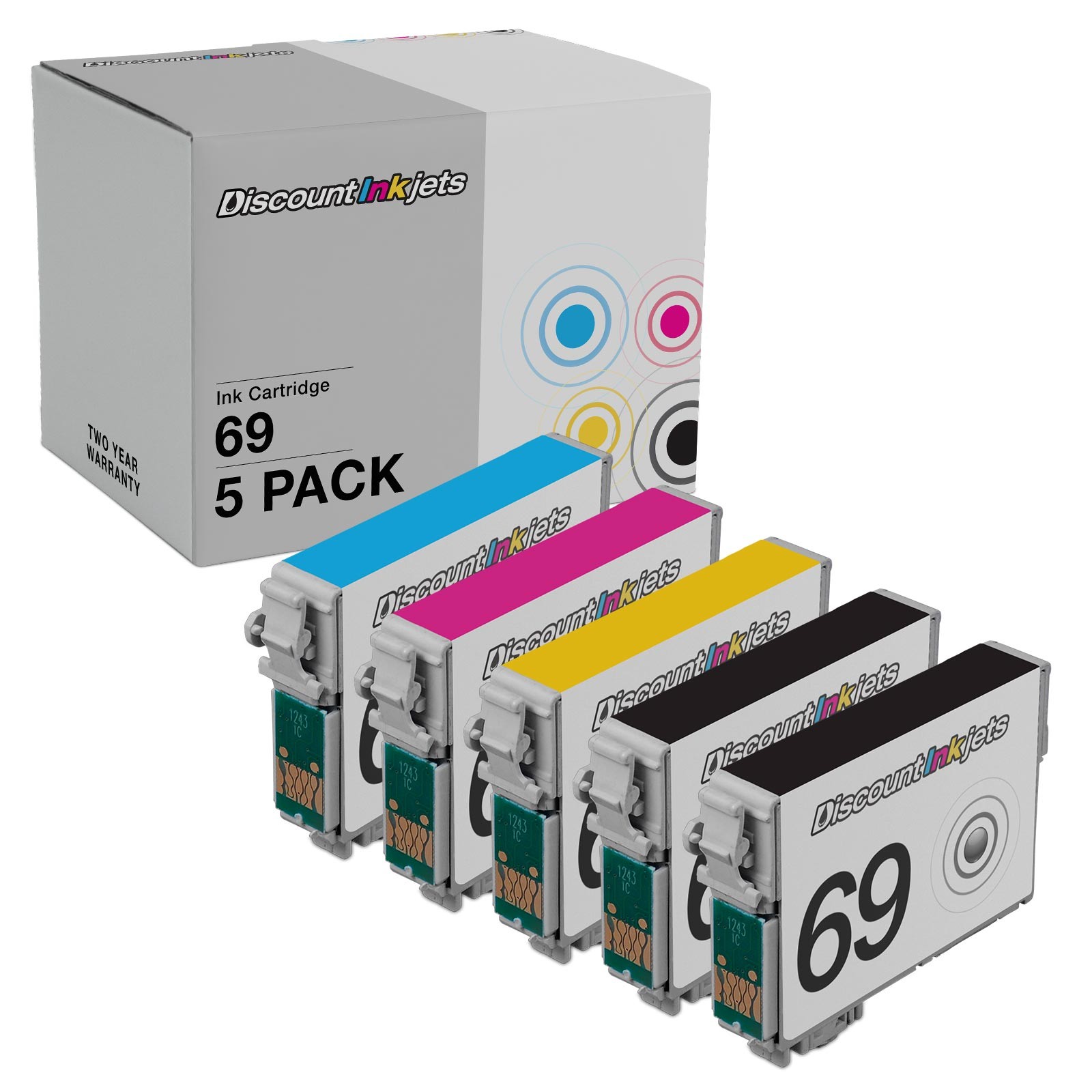 5PK T069 Reman BLACK COLOR Ink Cartridge for Epson T069 Workforce 1300 610 615
