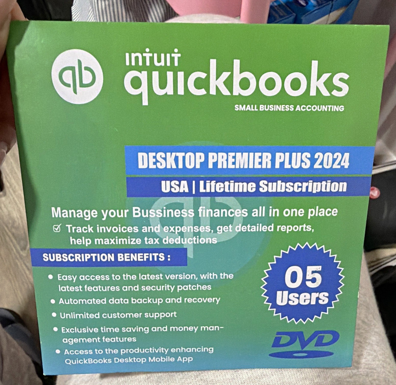 Intuit QuickBooks Desktop Premier Plus 2024 Windows DVD Lifetime 5 Users