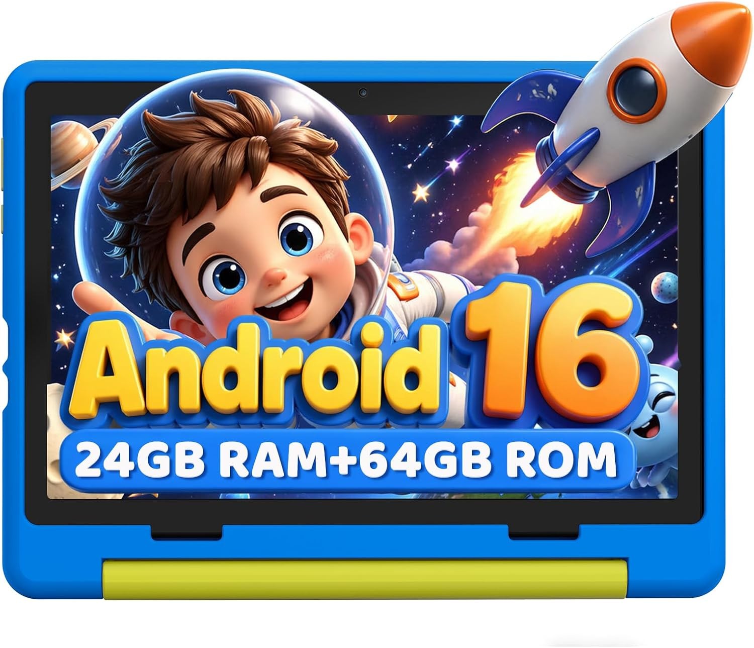 Kids Tablet 10-Inch Android 16 24GB+64GB 6000mAh Parental Control Blue / Purple
