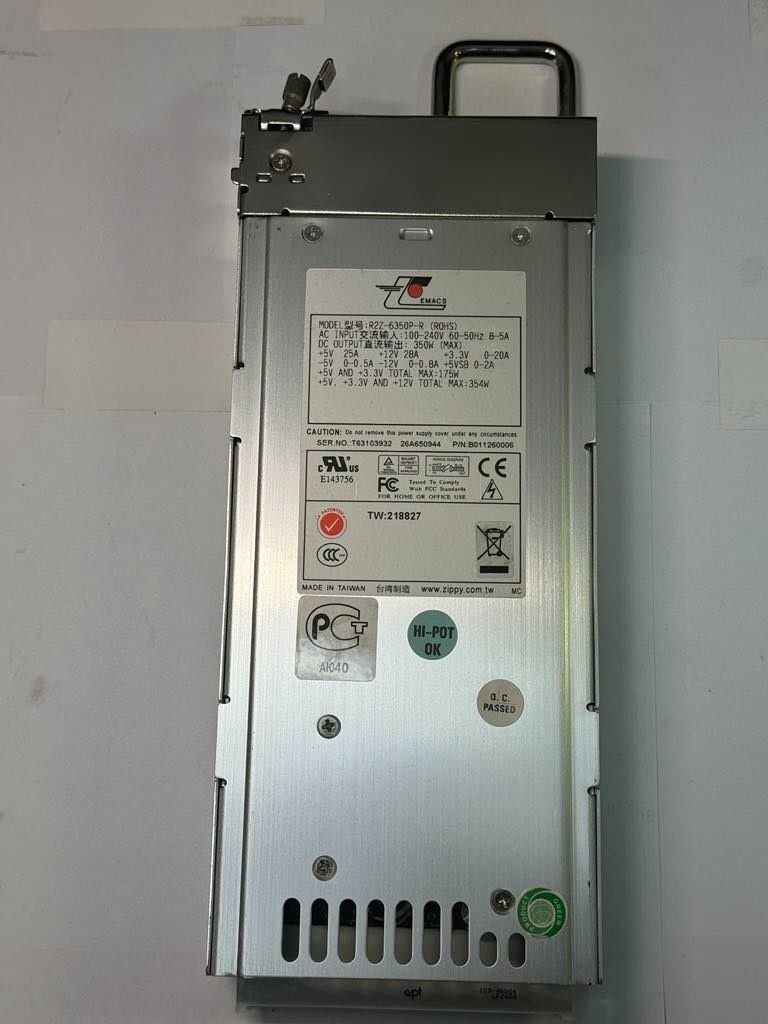 Lot of 2 EMACS B011260006 R2Z-6350P-R 350W PSU Power Supply