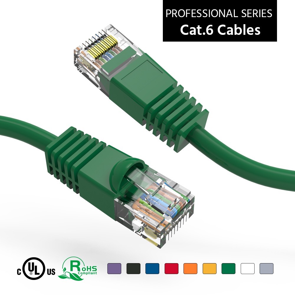 10 Pack of 75Ft CAT6 UTP Ethernet Network Booted Cable 10-100 Feet Green