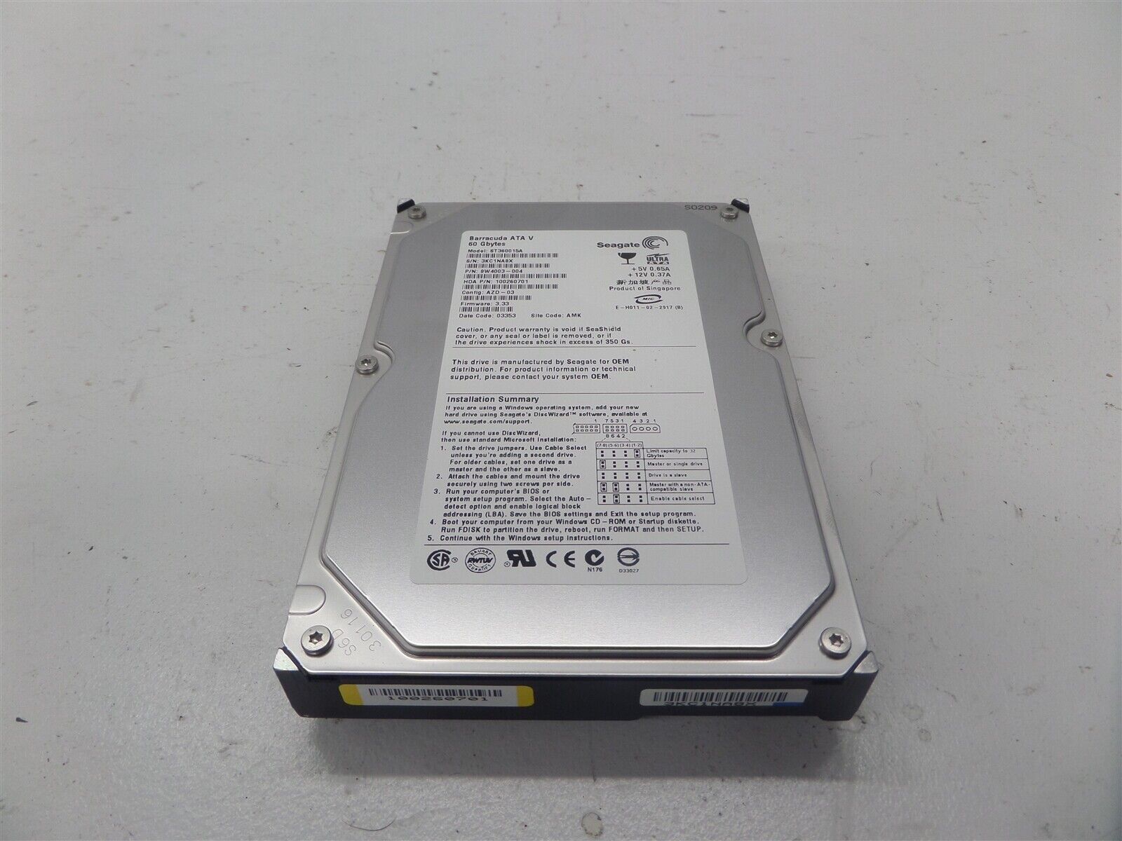 Seagate ST360015A 60GB 7200RPM IDE Hard Drive