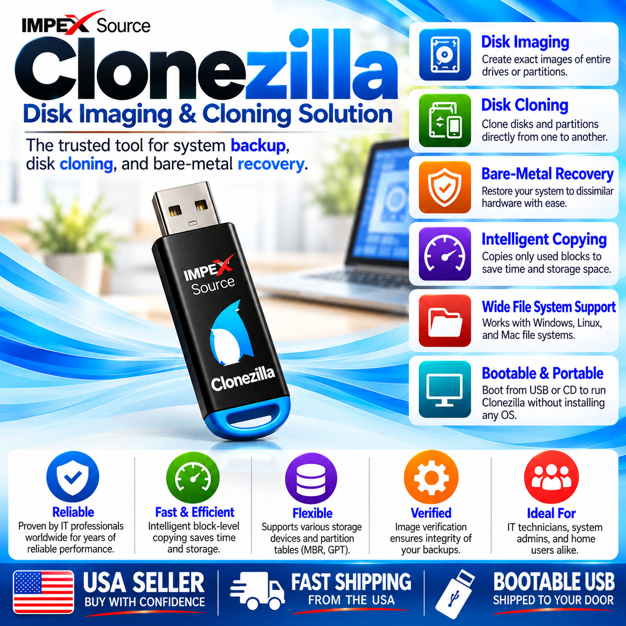 CloneZilla Hard Disk Partition Clone Backup software Boot USB GPL License for PC
