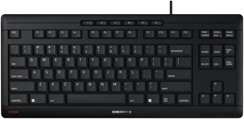 CHERRY Stream Keyboard TKL Wired USB TenKeyLess Compact Compact, Black 