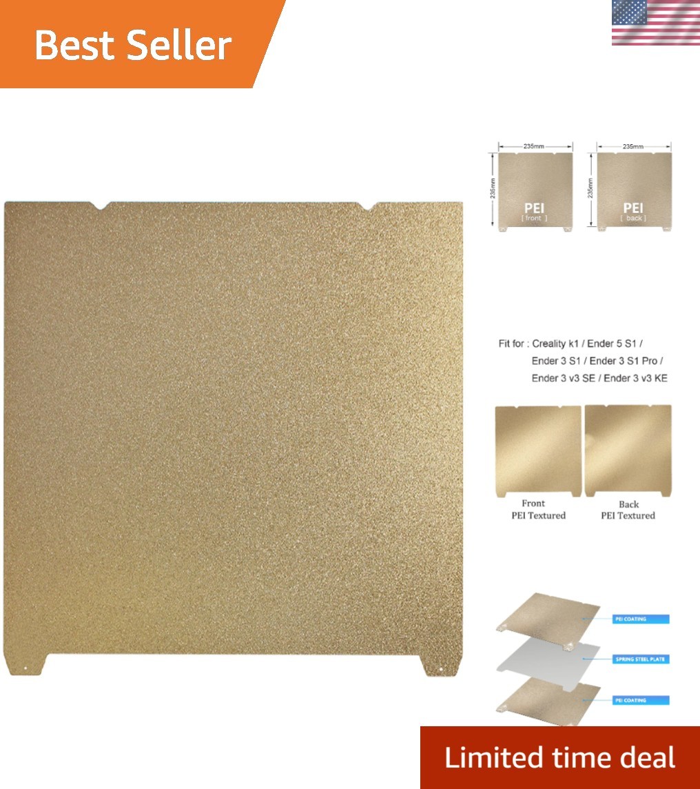 235X235MM Double Sided Textured Board PEI Sheet Heated Bed Spring Steel Flexi...
