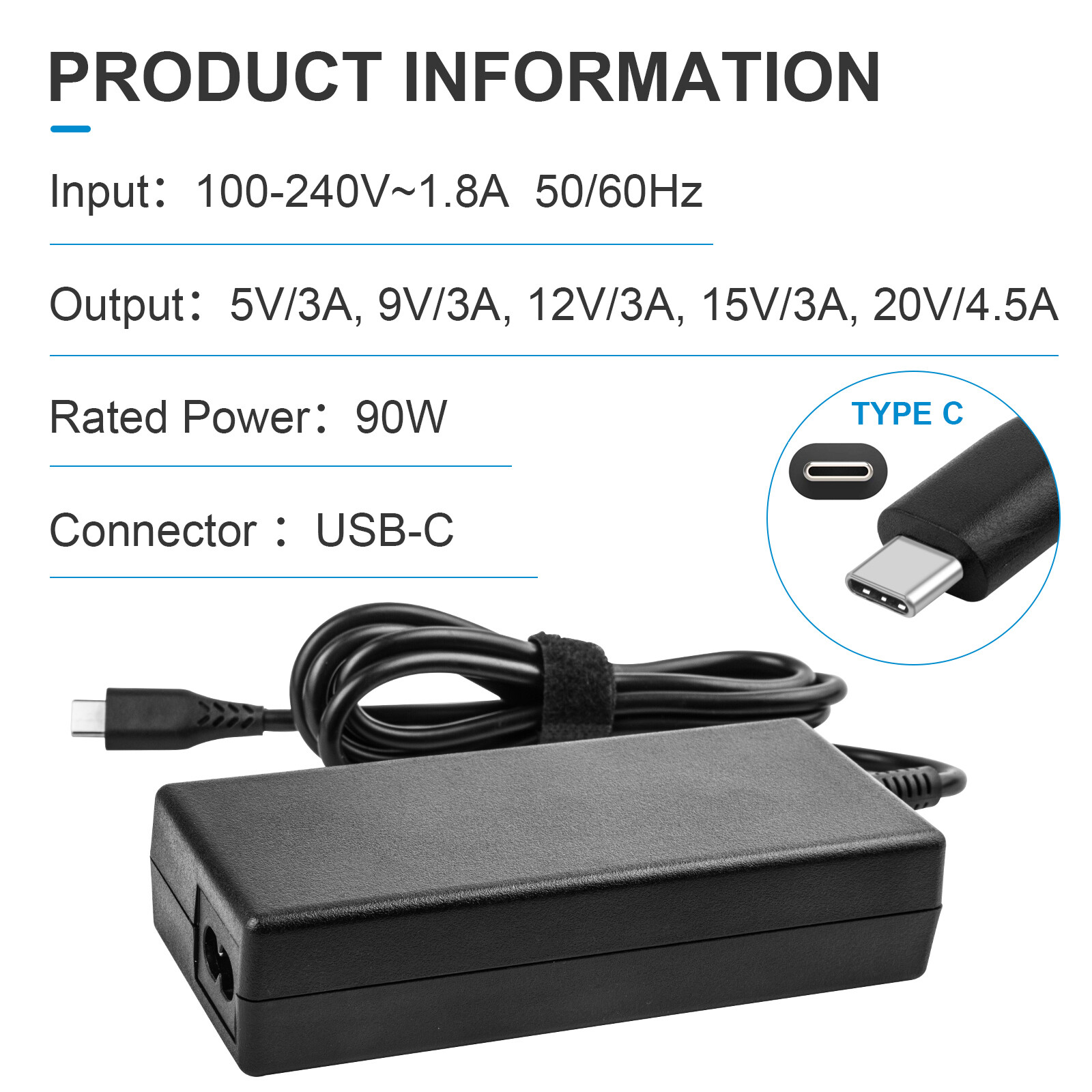 45W/65W/90W USB-C Type C Laptop Charger For Dell HP Lenovo Asus Samsung Macbook