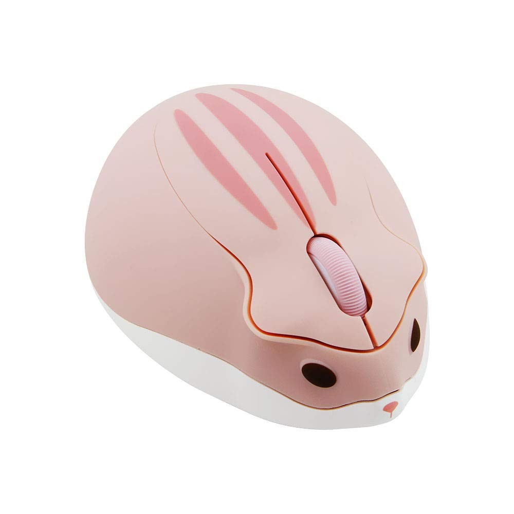 2.4GHz Wireless Mouse Cute Hamster Shape Less Noice Portable Mobile Pink