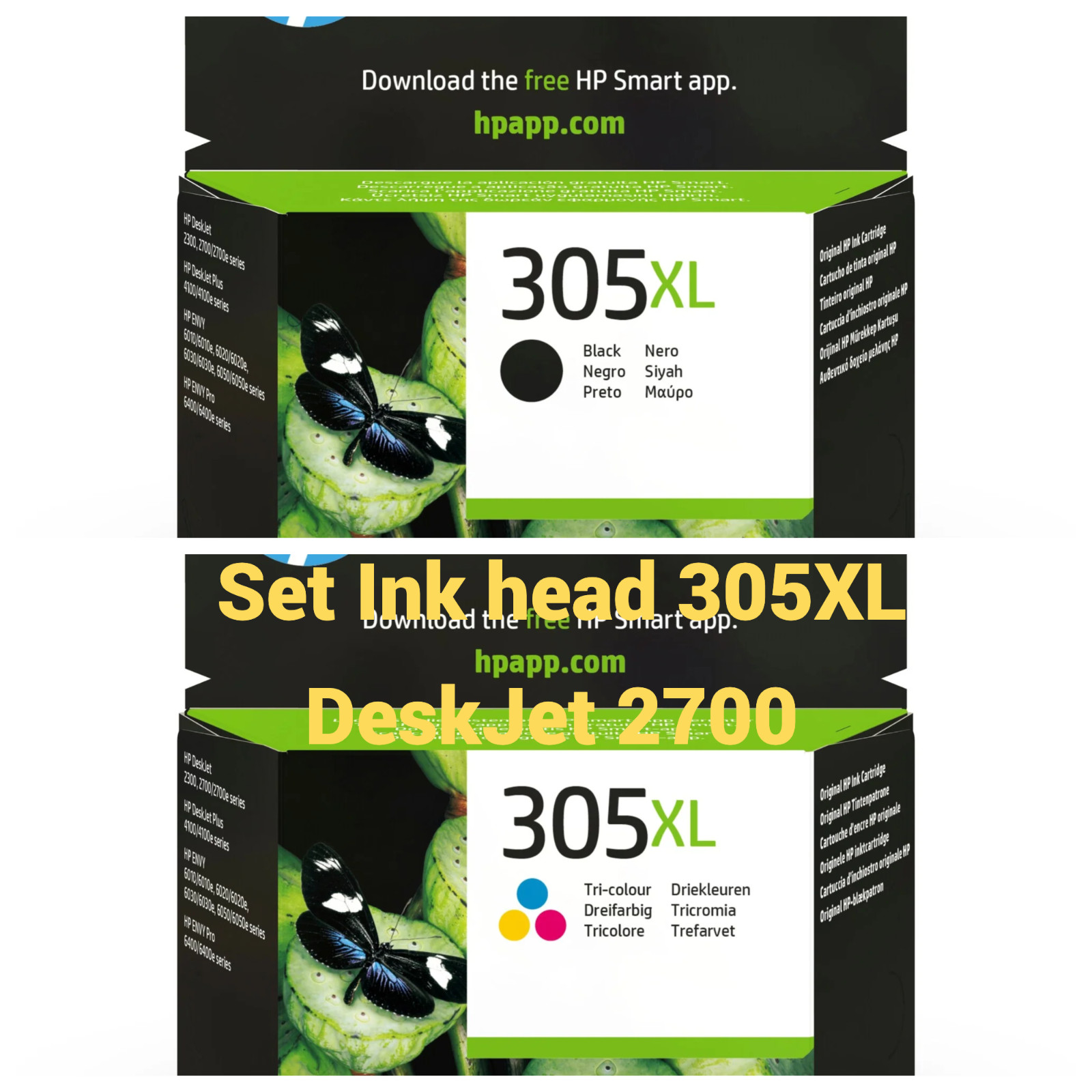 Original HP 305XL High Yield Black Tri-color Ink Cartridge Set DeskJet 2710