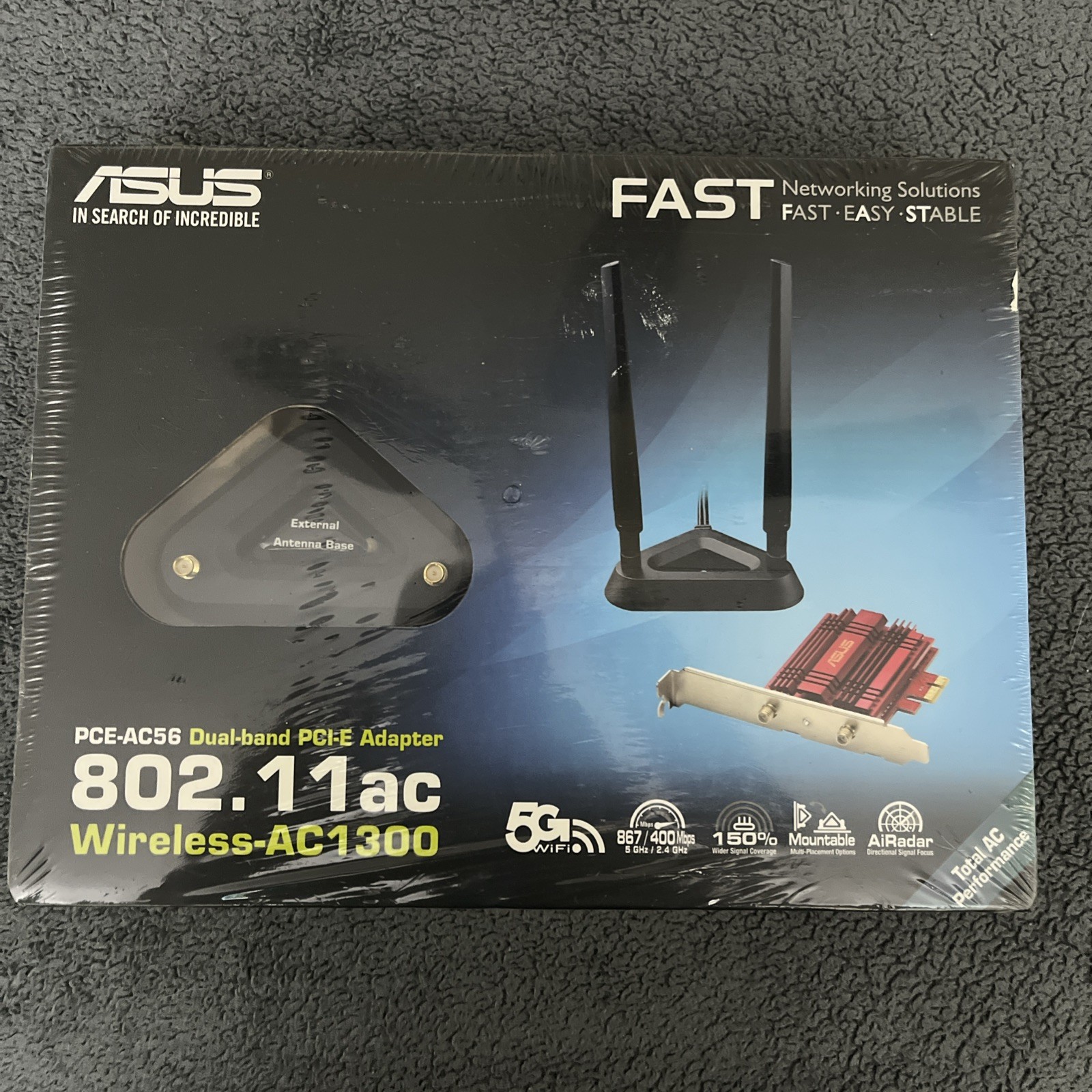 ASUS PCE-AC56 DUAL BAND PCI-E  WIFI ADAPTER 802.11AC WIRELESS-AC1300 ULA1-29