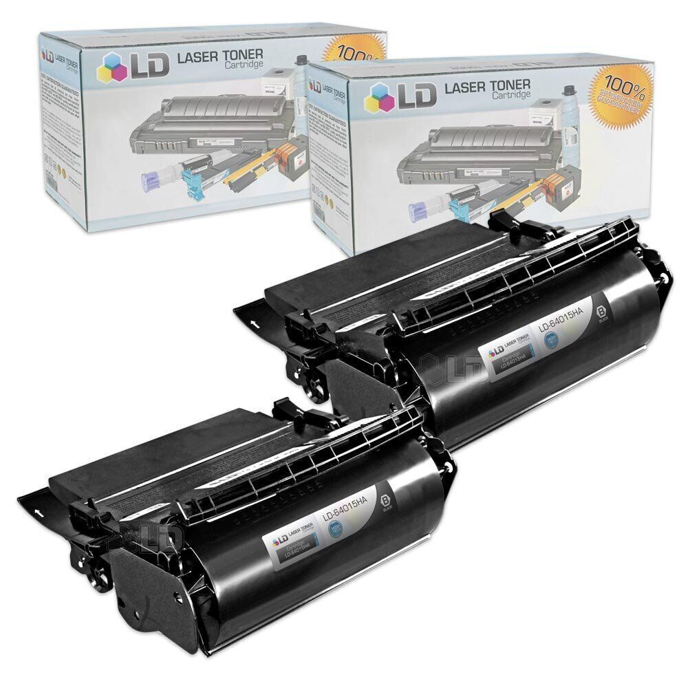LD 2 Pack 64015HA Black Laser Toner Cartridge for Lexmark T640 T642 T644 T640dtn