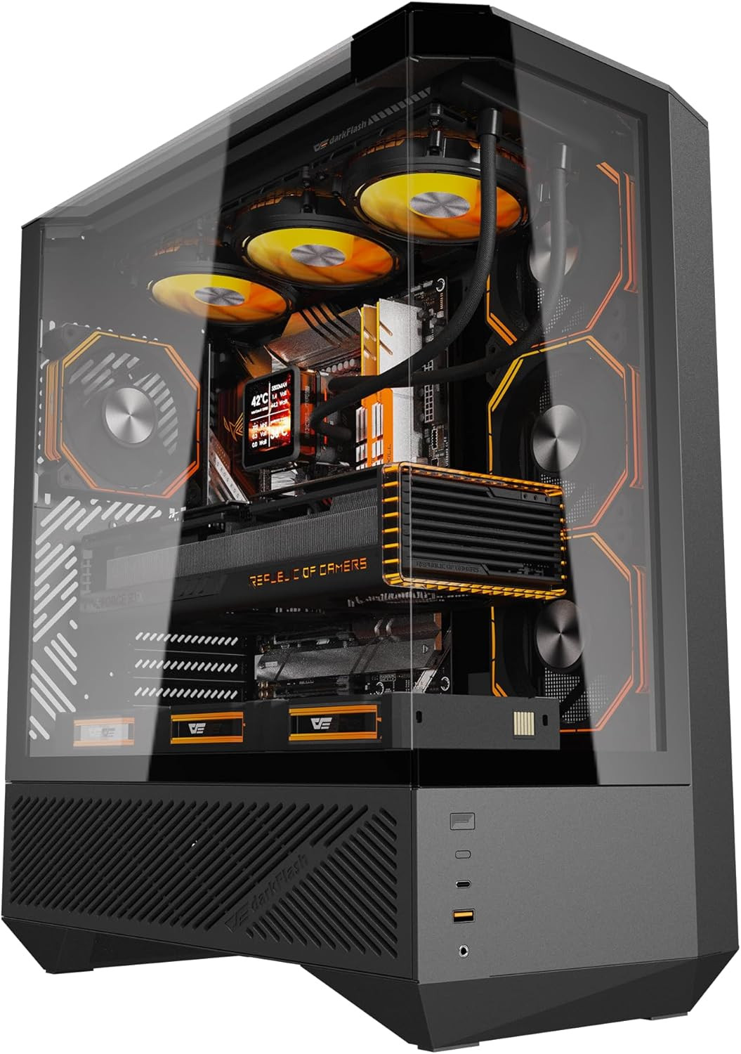 DY460 ATX Full-Tower PC Gaming Case, High Airflow, 4×ARGB PWM Fans Included, 330