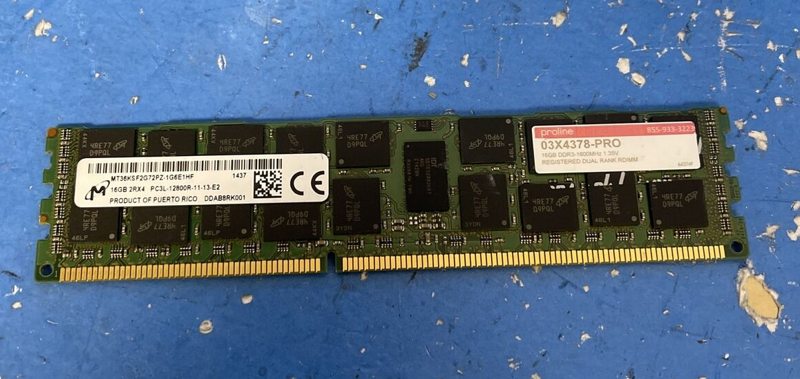 80GB (5x16GB) Micron 16GB  RAM MEMORY  DDR3 RAM Module  MT36KSF2G72PZ-1G6HE