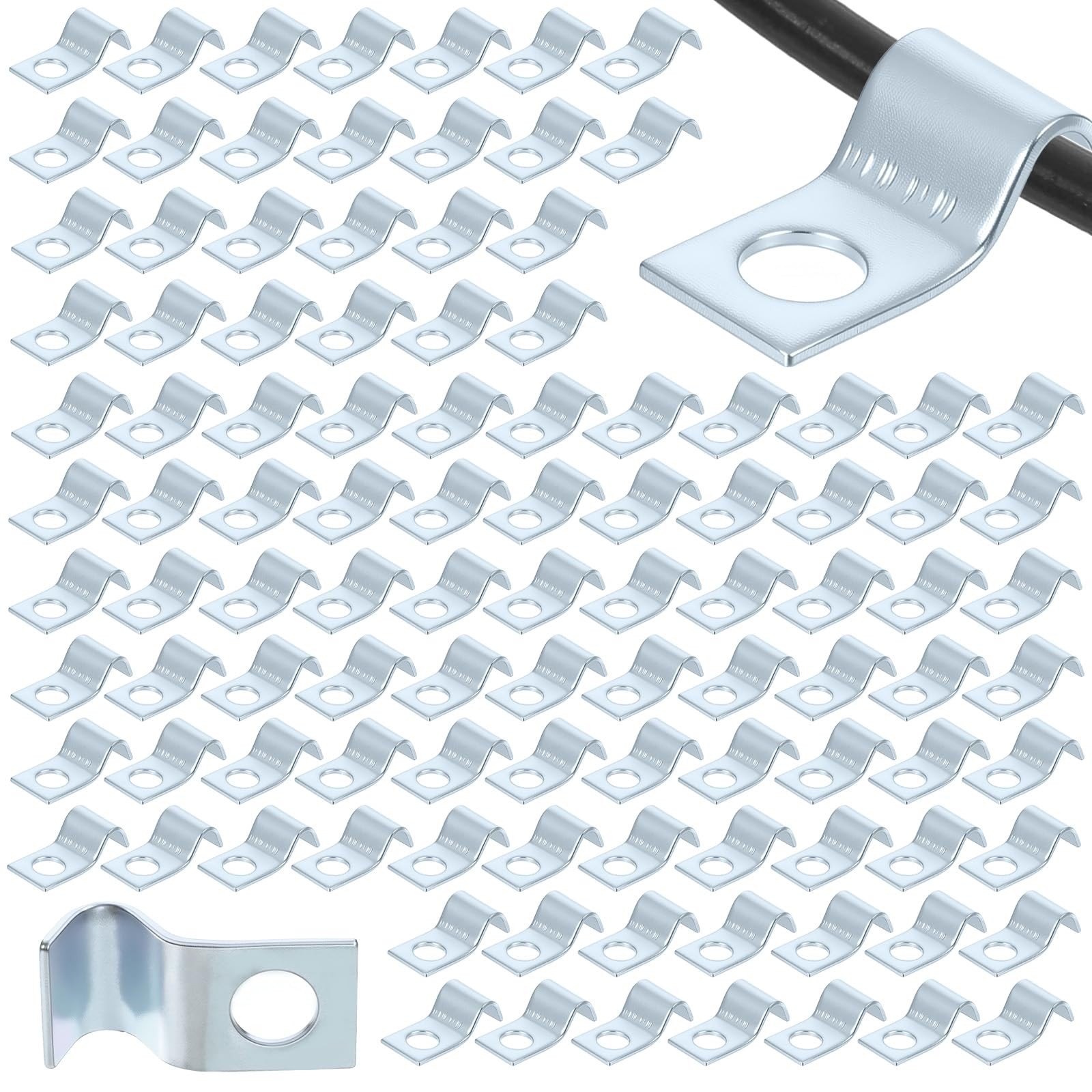 100 Pcs Outdoor Cable Clips, 1/4 Inch Cord Clips Stainless Steel Conduit Clamp Z