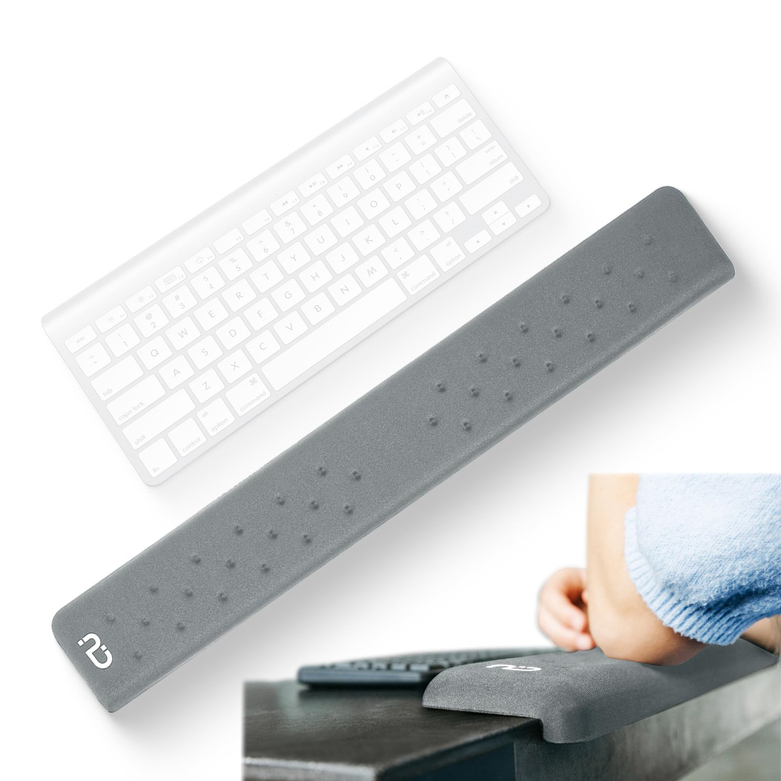 EdgeRest PostureUp L-Shaped Memory Foam Wrist Rest - Light Gray