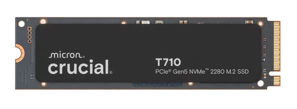 Crucial T710 4TB PCIe Gen5 NVMe 2280 SSD - 14500/13800 MB/s R/W 2400TBW 2.3M