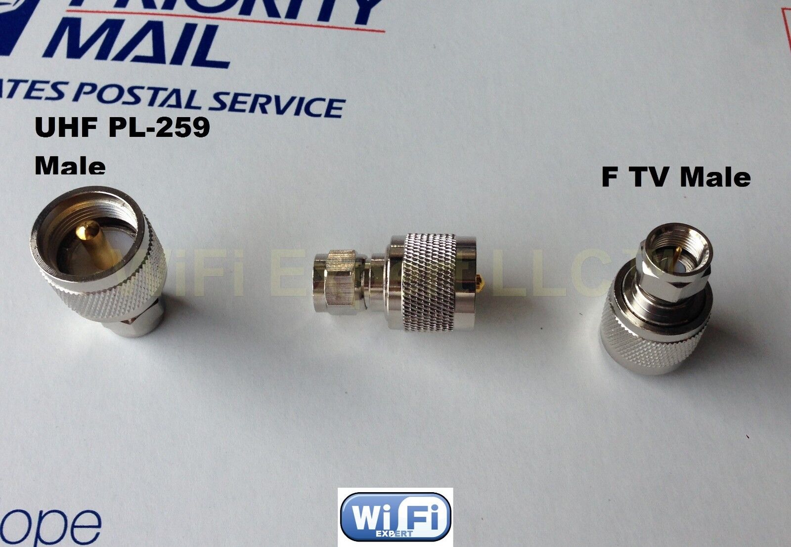 1 x F TV Male plug to UHF PL259 PL-259 Male RF coaxial Adapter RF Connector USA