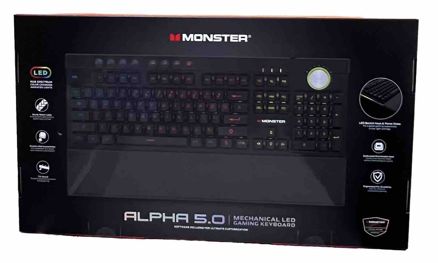 Monster Alpha 5.0 Mechanical LED/RGB Gaming Keyboard. NEW SEALED.