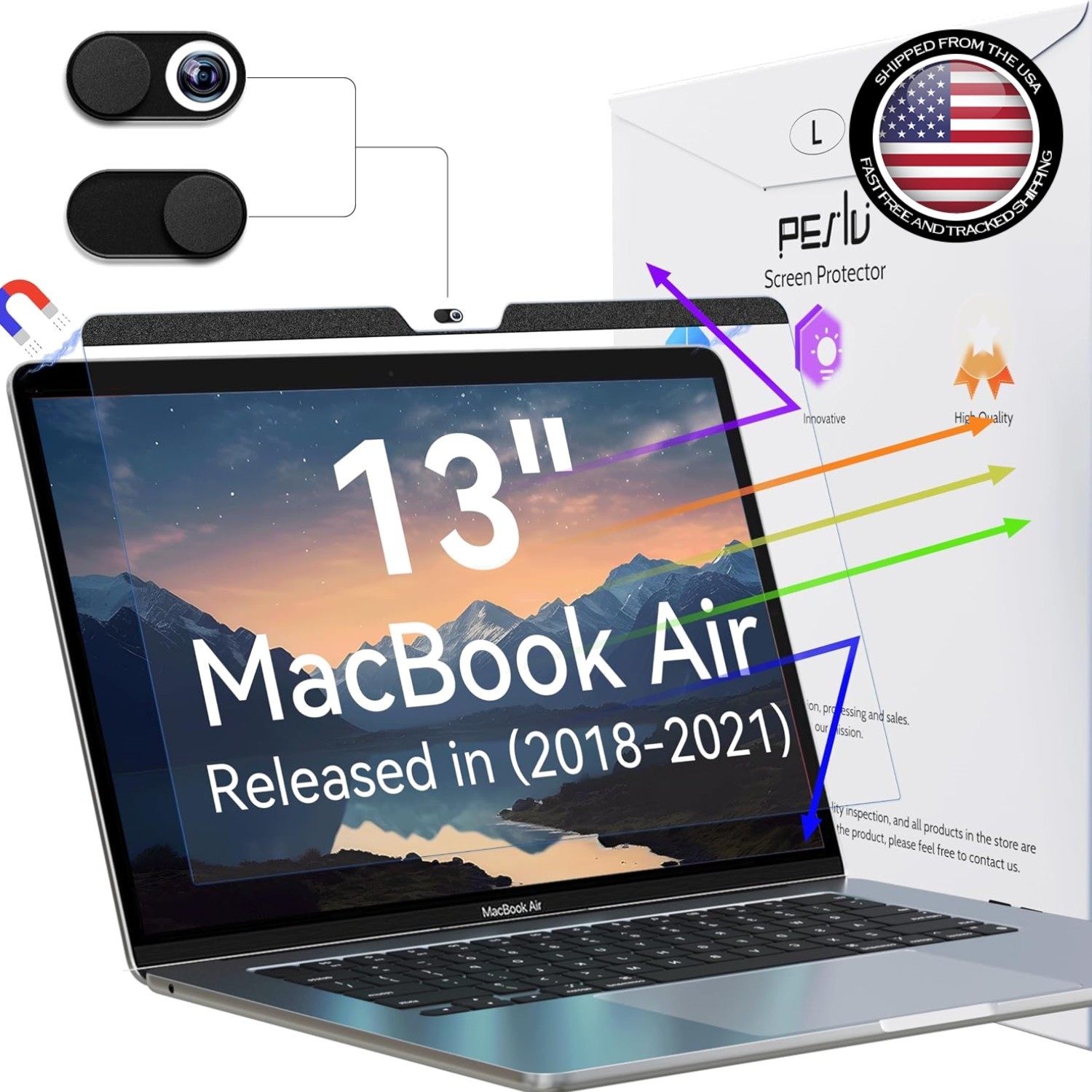 MacBook Air 13 Inch Screen Protector Magnetic Anti-Glare Blue Light Block Cov...