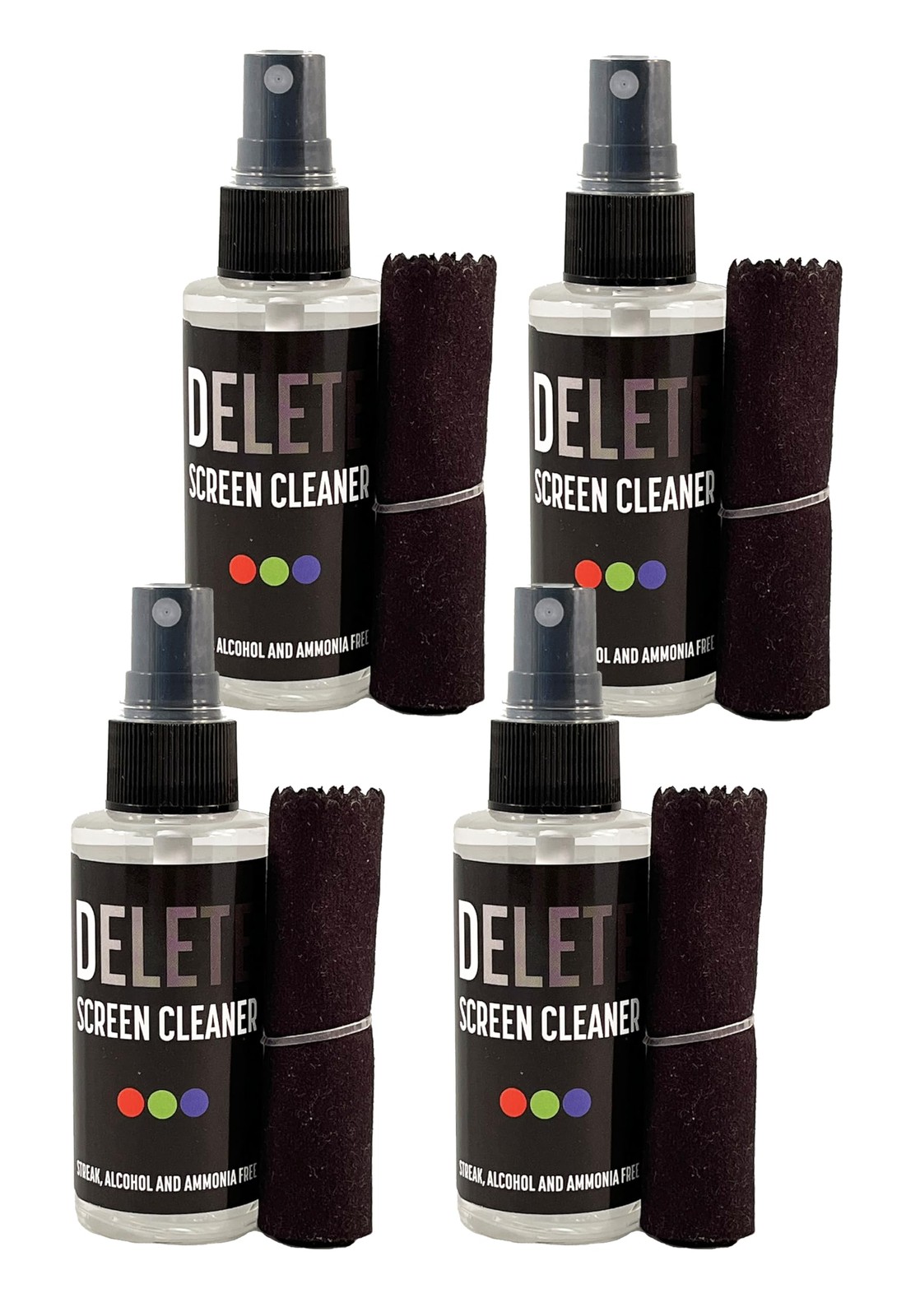 Screen Cleaner Spray Kit 4 Pack 2oz Bottle, 12"x12" Microfiber Cloth